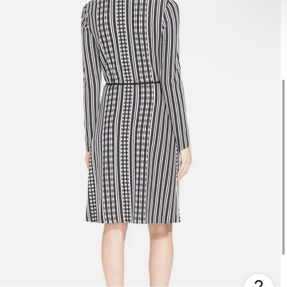 TORY BURCH | Jacquard Striped Navy Blue Long Sleeve Wrap Dress Women’s Size M - Picture 14 of 14